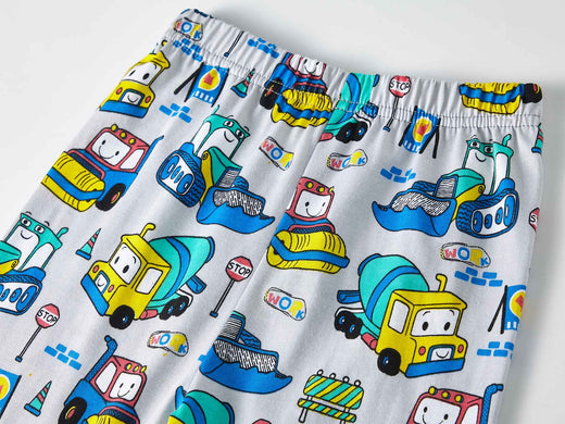 Boys Cartoon Engineering Car Pajamas Set 100% Cotton 2PC Loungewear Long Sleeve Elastic Cuffs Soft sleepwear For Kids 1-8 Years