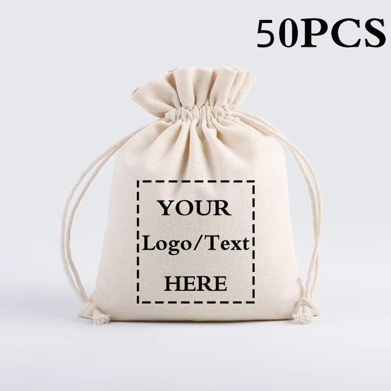 10/20pcs LOGO Custom Cotton Storage Drawstring Anti-Dust Bag for Home, Party, Eid, Easter, Christmas gifts package