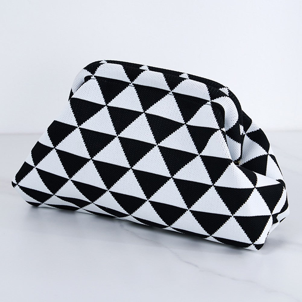 Women Small Crochet Handbag Contrast Color Cute Cloud Purse Casual Colorblock Bag Woven Bag for Female