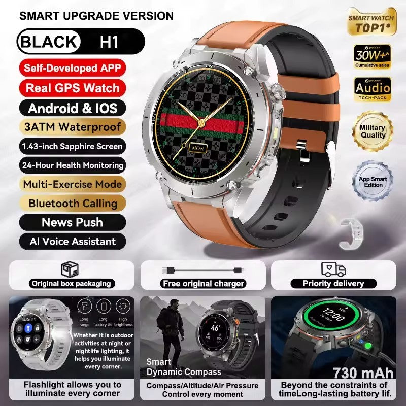 2025 New GUHUAVMI IOS Ultra GPS Smart Watch 10ATM Waterproof Built-in Dual-band GNSS Compass Military Sports Men SWIM Bracelet