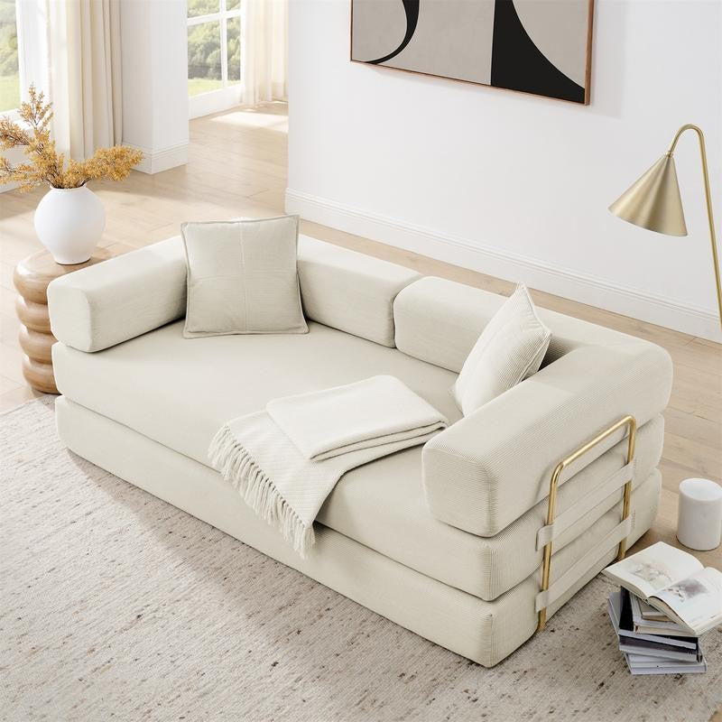 Convertible Sofa Bed, Modern Fold-Out Couch with Removable Backrest, Comfortable King Size Floor Sofa for Living Room &