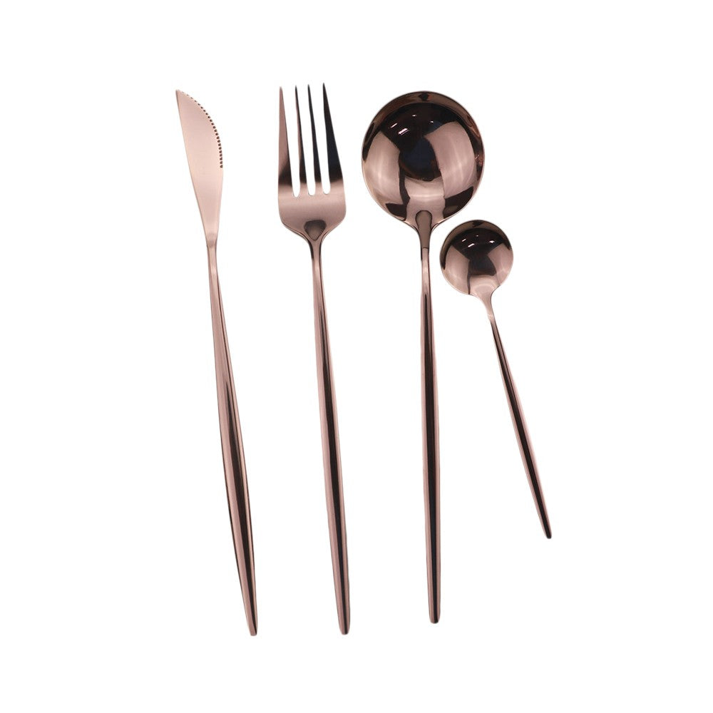 8Pcs Dinner Spoon Dinnerware Stainless Steel Silverware Gold Tableware Kitchen Flatware Black Cutlery
