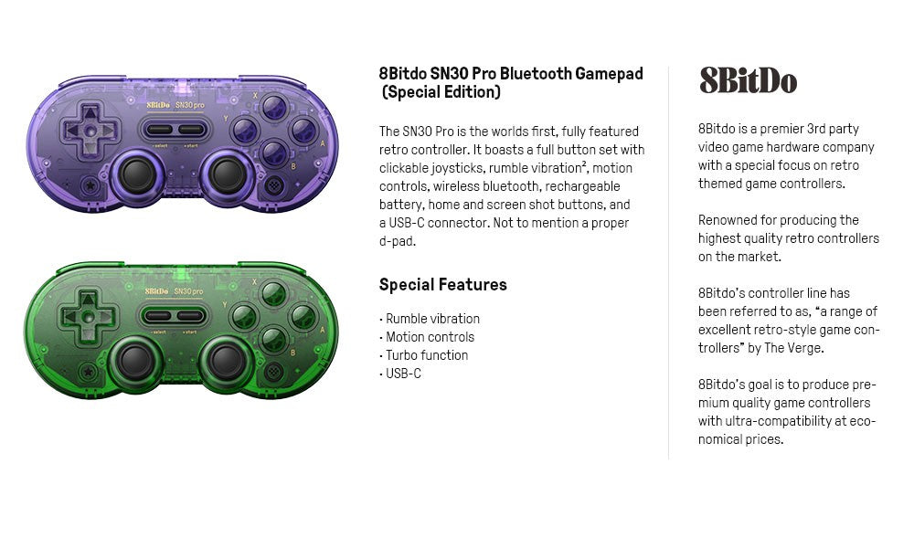 8Bitdo SN30 Pro Bluetooth Gamepad Controller With Hall Effect Joystick For Nintend Switch 2MacOS Android PC SteamoS Raspberry Pi