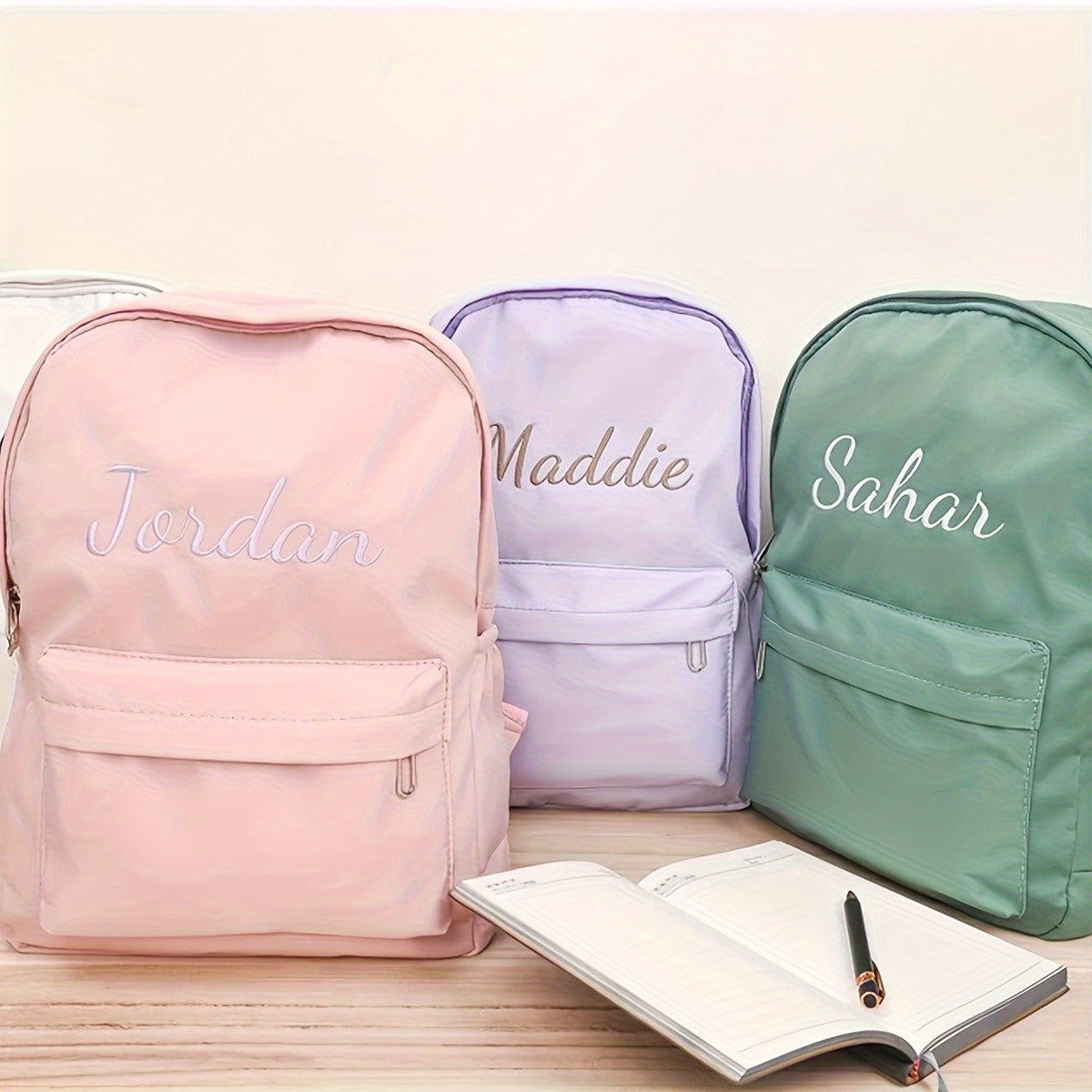Customized Name Personalized Nylon Backpack Lightweight Practical Bag, Ideal Gift for School Season Daily Use Outdoor Activities