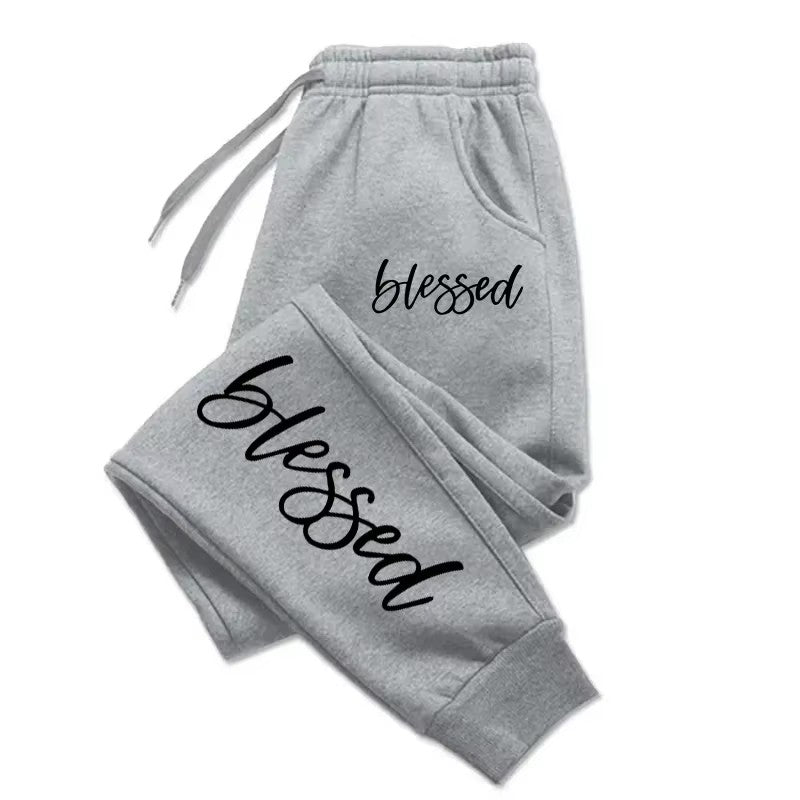 Autumn Woman Man Casual Loose Sweatpants Letter Printed Fitness Pocket Drawstring Sport Pants Fleece Warm Jogging Sportswear