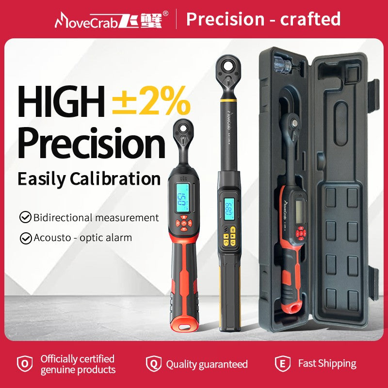 MOVECRAB Digital Torque Wrench 1.5-340N.m with Preset Values 2% Accuracy Buzzer and LED Flash Notification