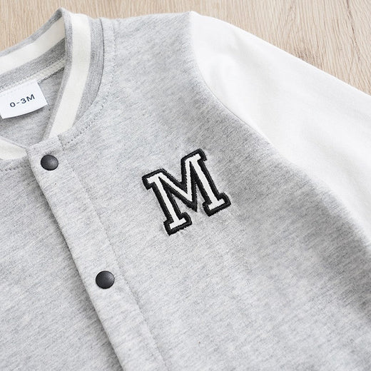 Newborn Baby Baseball Clothes 0 3 6 9 12 Months Boston Cotton Long Sleeve Footies Toddler Boy Clothes Kids Jumpsuit gray pajamas