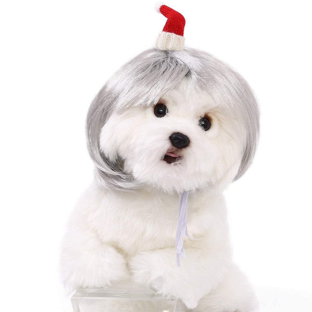 Pet Wig Dog Wig Pet Supplies Halloween Pet Accessories Curly Hair Straight Hair Cat Wig It can be DIY trimmed