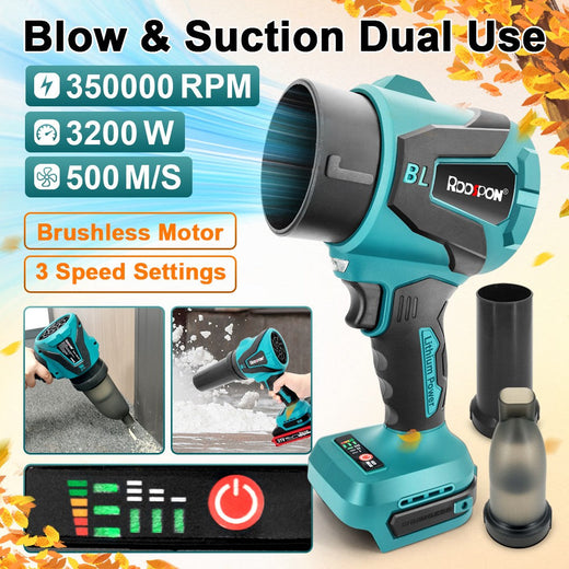 Electric Turbo Blowers 3 Gears Brushless Cordless Electric Air Blower Hand Dust Blowing Tools for Makita Battery Pin(No Battery)