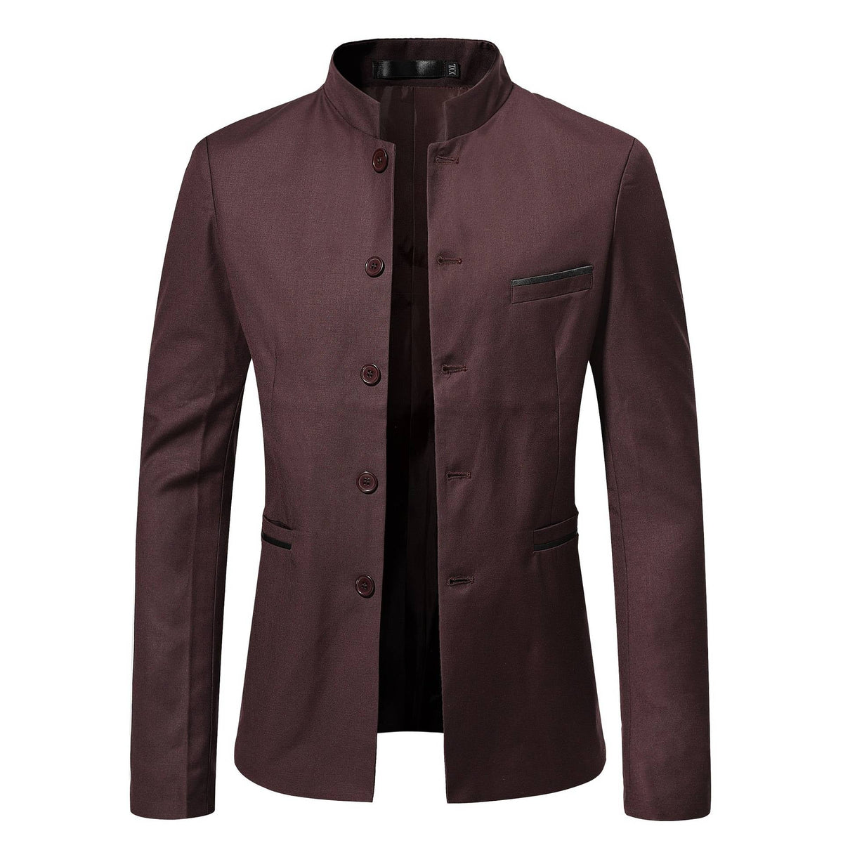 Europe and The United States Solid Color Slim-fit MAO Suit, Men's Autumn and Winter New Fashion Casual Stand Collar Suit Jacket