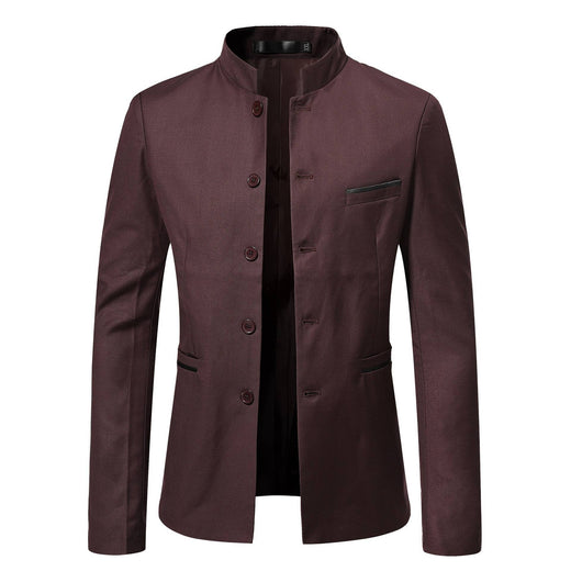 Europe and The United States Solid Color Slim-fit MAO Suit, Men's Autumn and Winter New Fashion Casual Stand Collar Suit Jacket