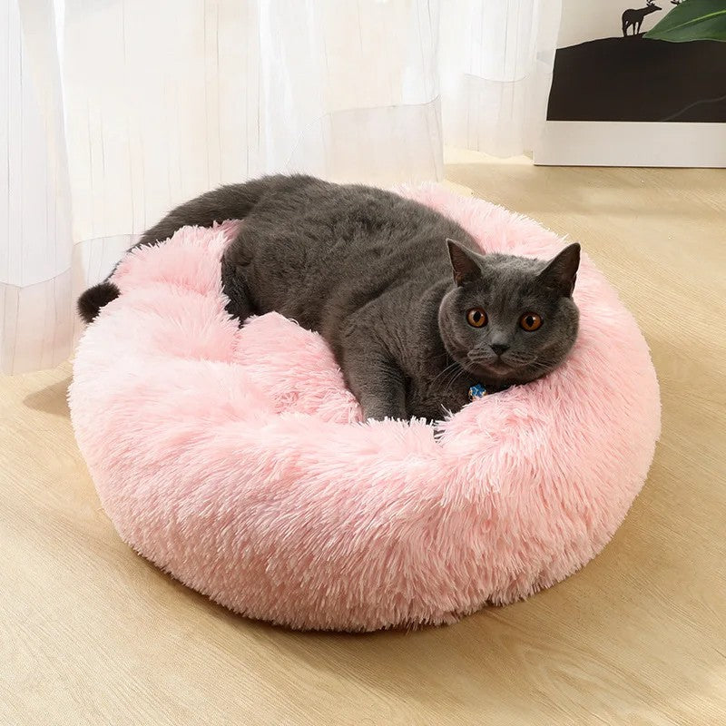 Round Cat Beds House Soft Long Plush Nest Pet Bed For Dogs Basket Pet Products Cushion Mat Animals Sleeping Sofa Suit For Winter