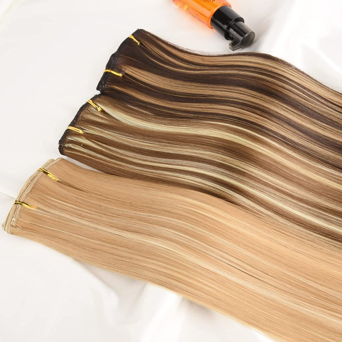 16 Clips in Hair Extensions 24Inchs Long Straight Hairstyle Synthetic Blonde Black Hairpieces Heat Resistant Fake Hair 6Pcs/Set