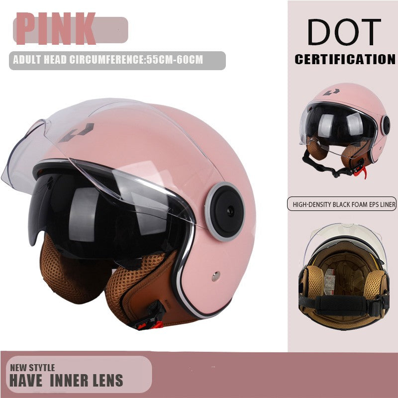 DOT certification Protective helmet Dual Lens Vintage Helmets Four Seasons Racing Half Helmet
