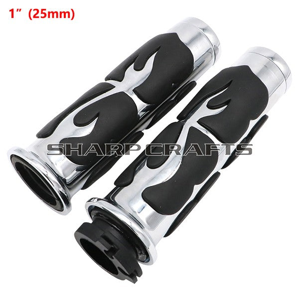 1" 25mm & 7/8'' 22mm Billet Rubber Flame Spike Hand Grips For Harley Honda Kawasaki Suzuki Yamaha Bikes Cruiser Chopper Custom