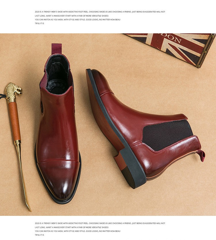 Chelsea Men's Boots with Red Sole, Ankle, Business Round Toe Slip on Sleeve Aura, Men's Boots Size 38-46 Men's Shoes Men's Boots