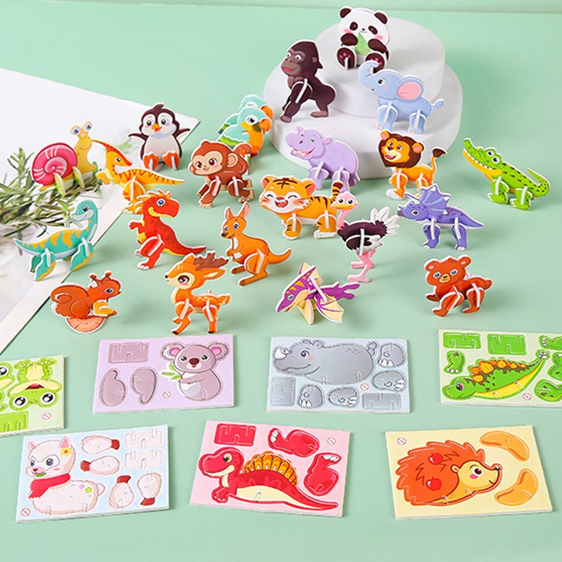 30pcs 3D Cartoon Puzzle Animal Airplane Educational Puzzle Toys for Kids Birthday Party Favors Classroom Rewards Gift Bag Filler