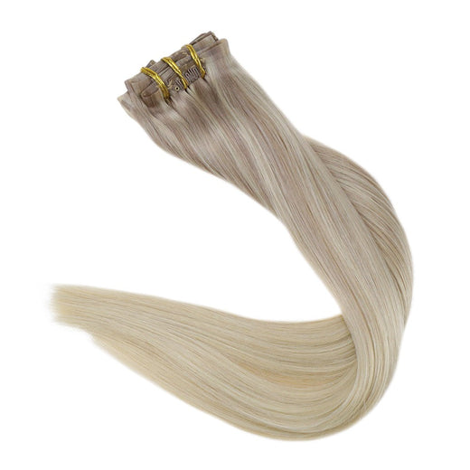 Full Shine PU Clip Hair Extensions Remy Human Hair 100g Seamless Invisible Clip In Extensions Human Hair Balayage Color Blonde