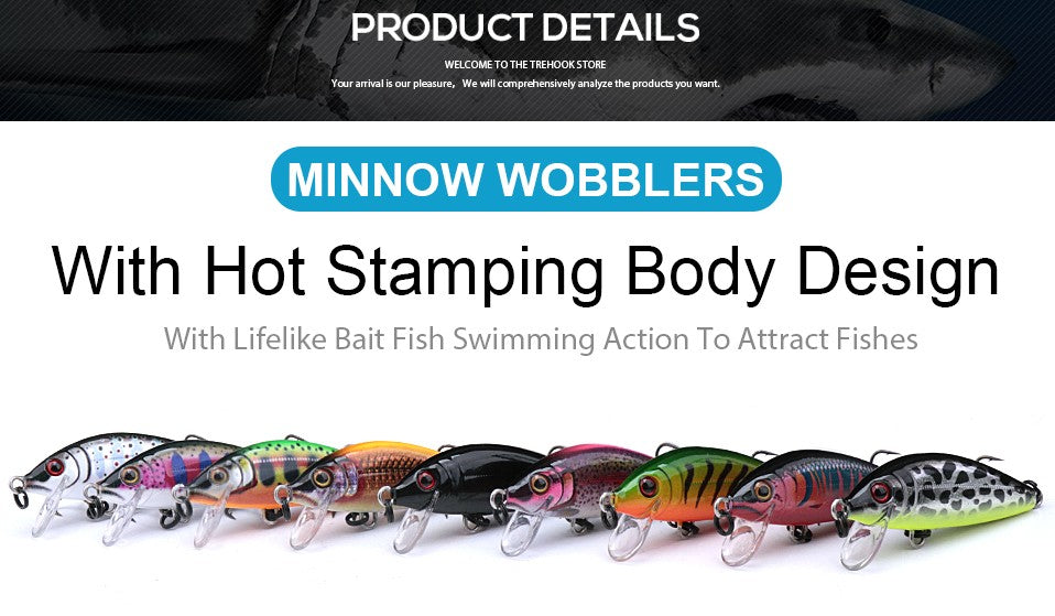 TREHOOK Jerkbait for Bass Trout Pike Sinking Minnow Fishing Lure 50mm 5g Hard Bait Wobblers Crankbait Artificial Fishing Tackle