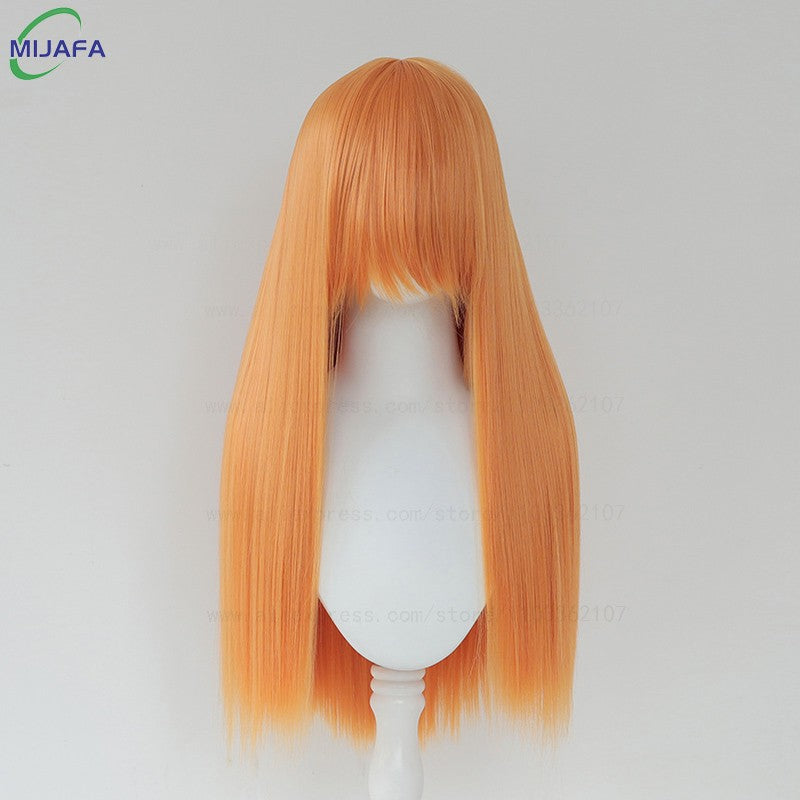 Very High Quality 400g 48 Colors 24Inch 60cm Long Straight Cosplay Wig With Bangs Heat Resistant Hair Anime Wigs + Wig Cap