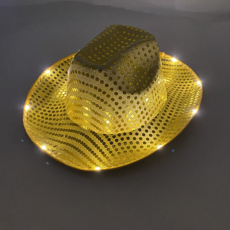 Wireless LED Western Cowboy Hat Light Up Cowboy Hat Disco Bride Pink Cowgirl Hat Concert NightClub Wedding Costumes Accessories