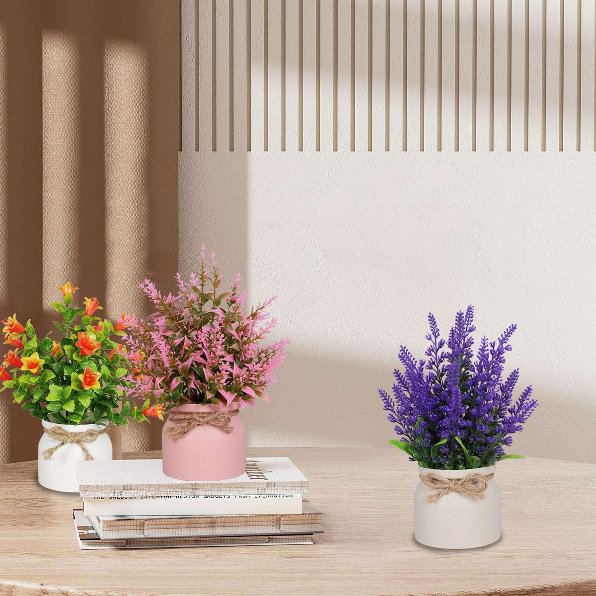 Artificial Pot Flowers Small Fake Plants with Pot Mini Potted Plants for Home Room Office Party TableTop Decoration Fake Potted