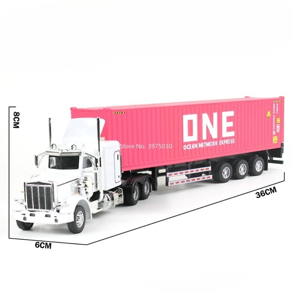 1:50 Alloy Heavy Trucks Toys Models Cars Container Vehicles Light Music Miniature Transport Car Rubber Tires Kids Gifts