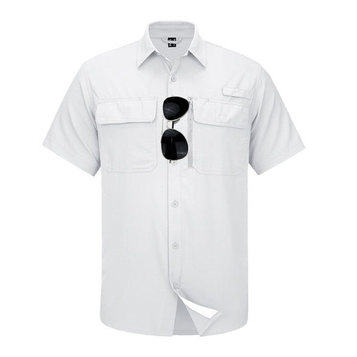 MAGCOMSEN Mesh Breathable Shirt Men's Quick Dry Button Short Sleeves UPF 50+ Sun Protection Hiking Fishing Work Cargo Shirts