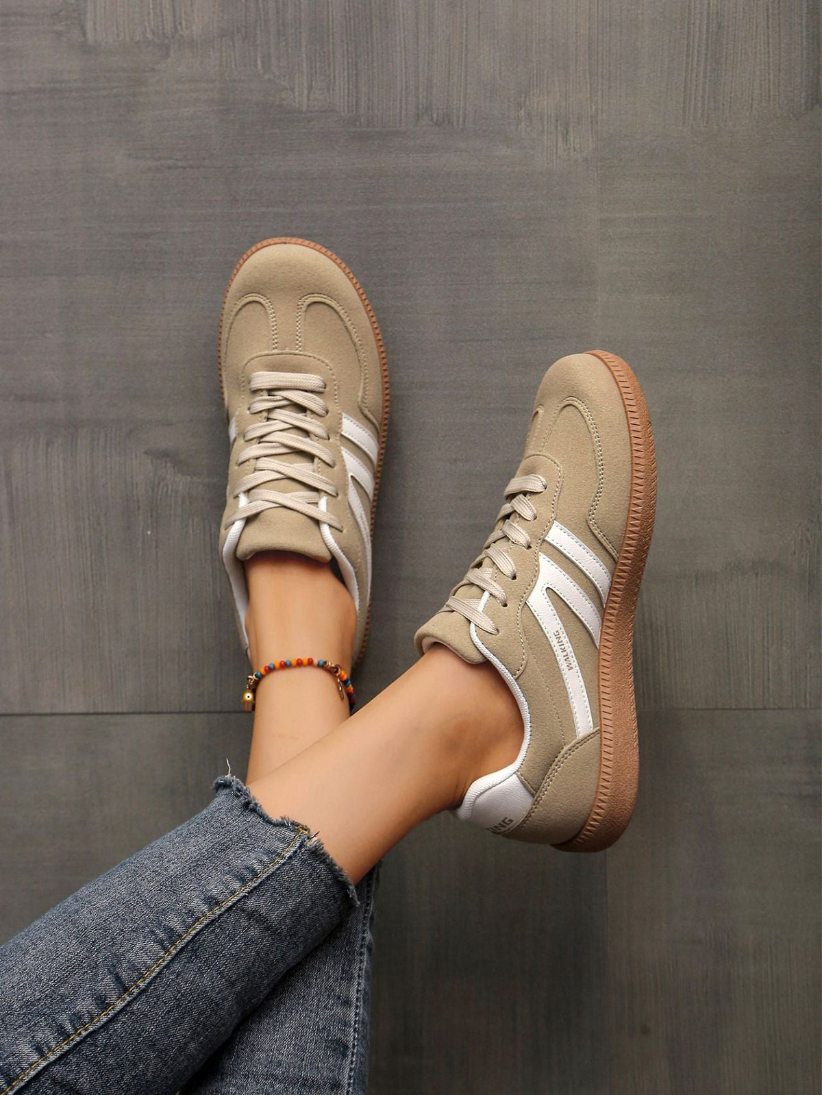Mix Color Women's Autumn Sneakers Fashion Splicing Flat Heel Vulcanized Shoes Female Lace-Up Non-Slip Pu Leather Casual Shoes