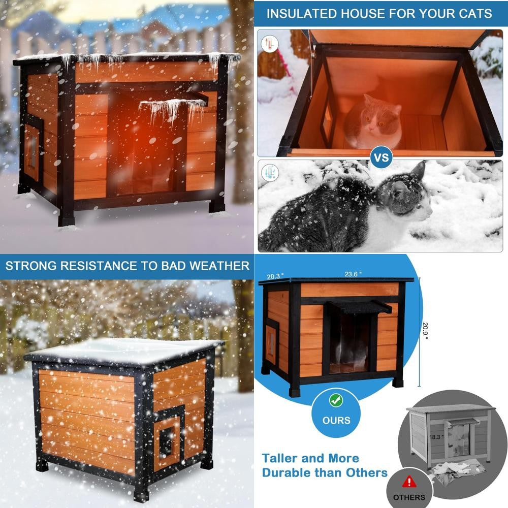 Weatherproof Insulated Outdoor Cat House for Feral Cats - All-Season Foam Shelter with Dual Escape Options