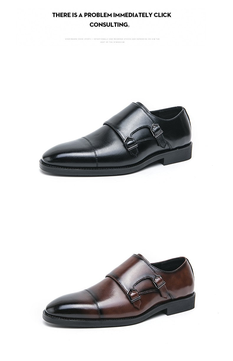 Large size men's three-point casual leather shoes men's leather business gentleman British style dress men Mengke shoes