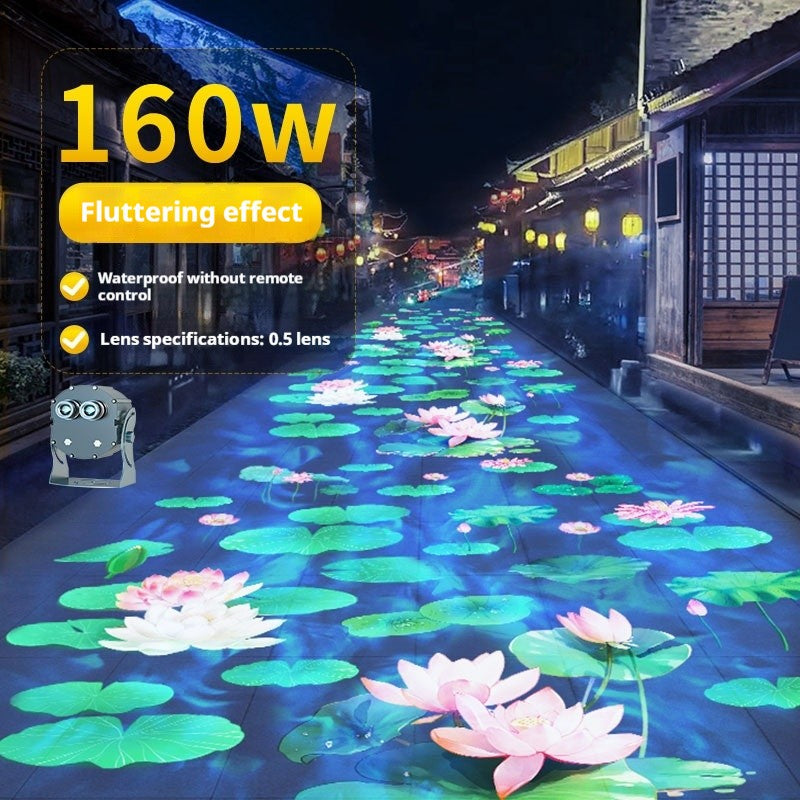 Outdoor Dynamic Water Ripple Projector Lotus Pattern Spotlight for Creative Garden Patio Yard Atmosphere Lighting