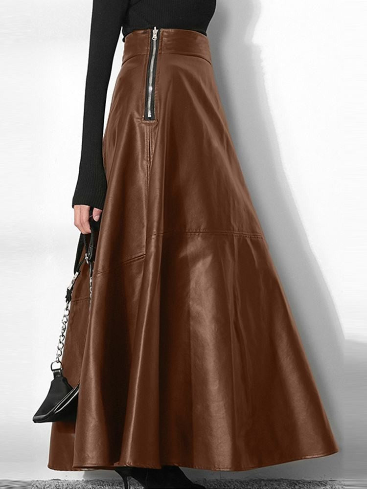 ZANZEA Women's PU Leather Maxi Skirt 2023 Spring Elegant OL Long Saias Fashion Solid Mujer Faldas Casual High Waist Zipper Jupe
