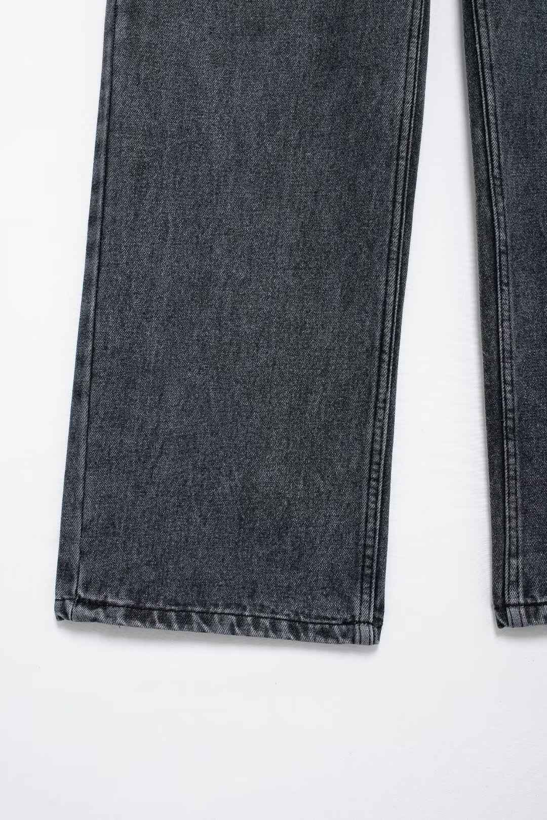 HH 2024 Women's Street Fashion Denim Blue Jeans Distressed Patchwork High Waist Zipper Fly Ripped Retro Long Pants