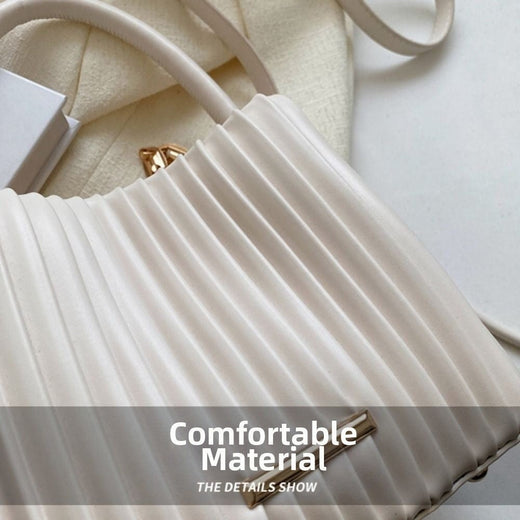 Unique Pleated Design Crossbody Bag Chain Shoulder Elegant Shoulder Purse Stylish Bucket Bag Versatile Style