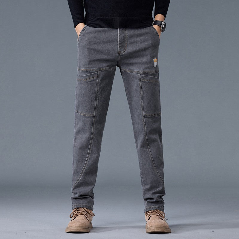 Fashion Print Six-Pocket Jeans Small Straight Cut Style Men's Casual Comfortable Fit Clothing
