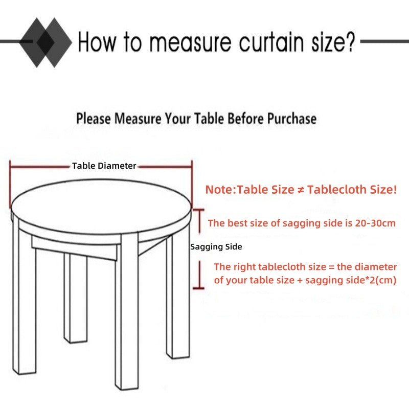 Large Round Tablecloth Solid Color Cotton Linen Waterproof Table Cloth Oil-Proof Table Cover for Kitchen Garden Restaurant