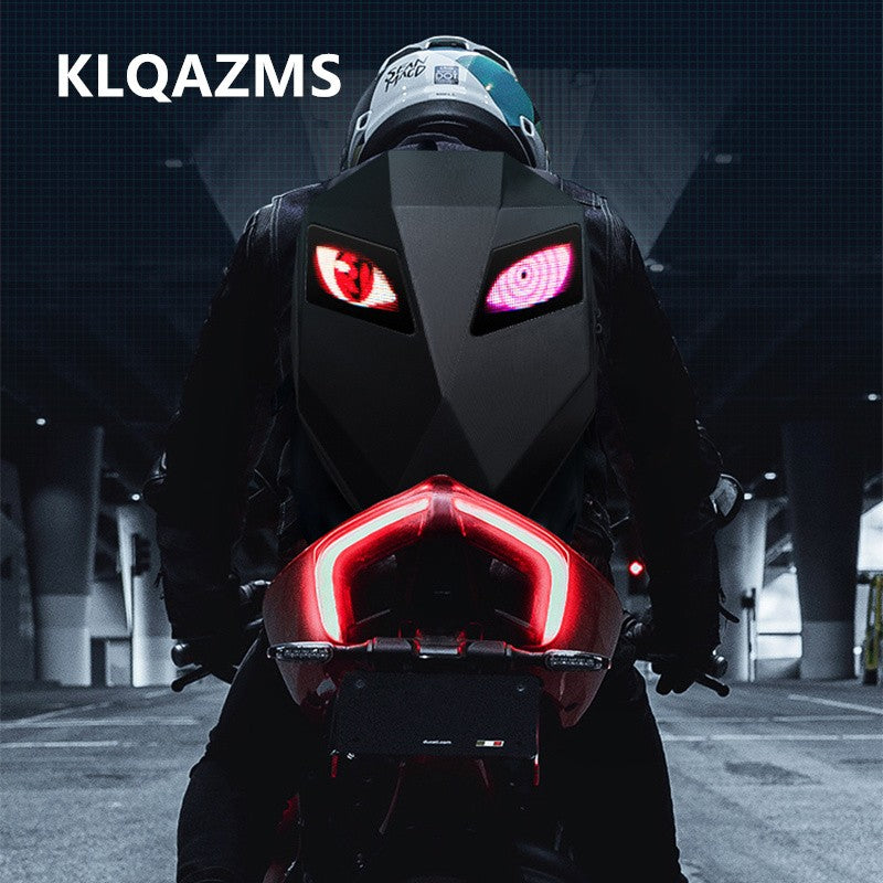KLQDZMS Men's Backpack Laptop Waterproof Shoulder Bag Night Riding Motorcycle Helmet Schoolbag LED Light Emitting Backpacks