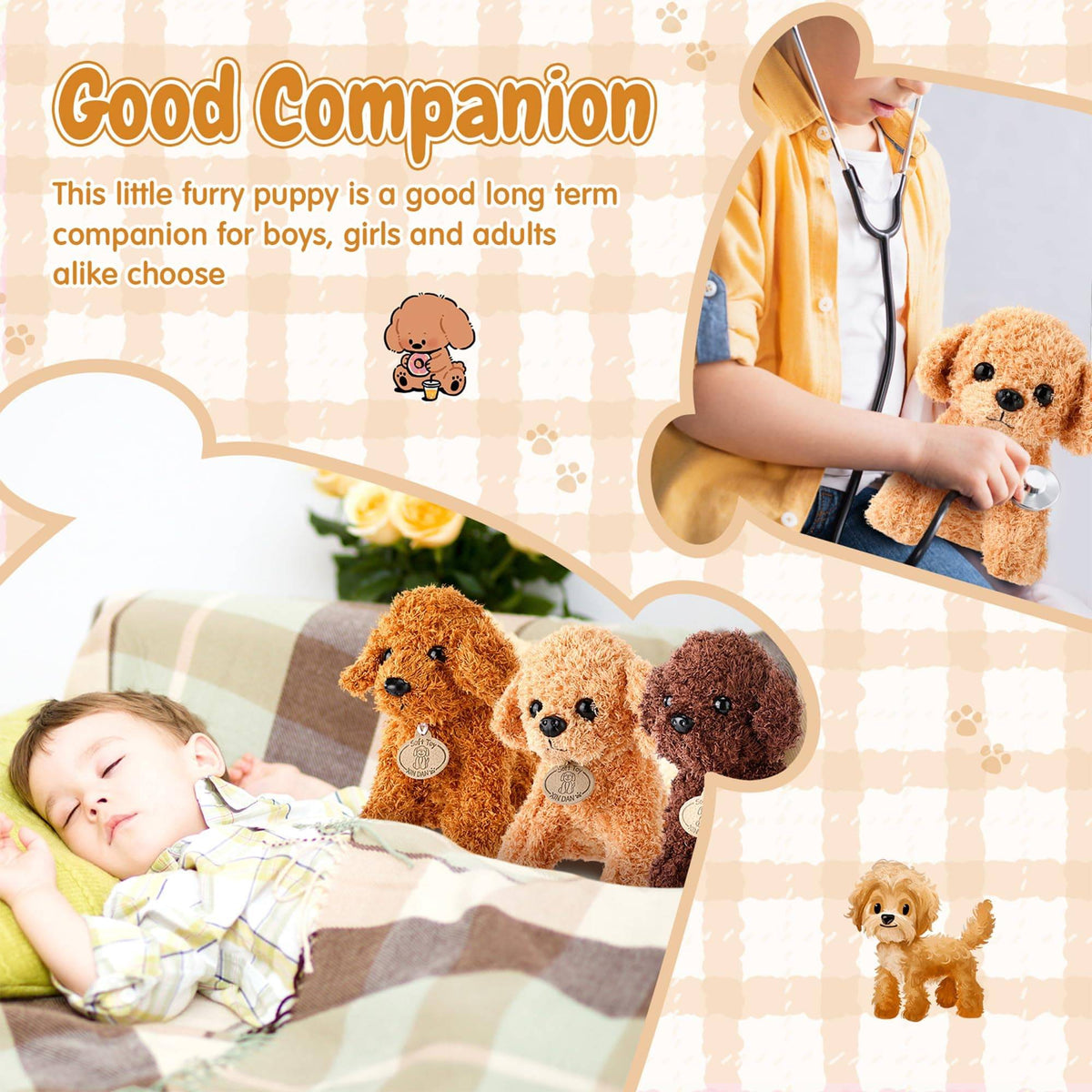 8-36Pcs Puppy Stuffed Animals Bulk Adopt A Puppy Party Favors with Card Hat Paper Boxes Birthday Stuffed Dogs Keychain for Kids