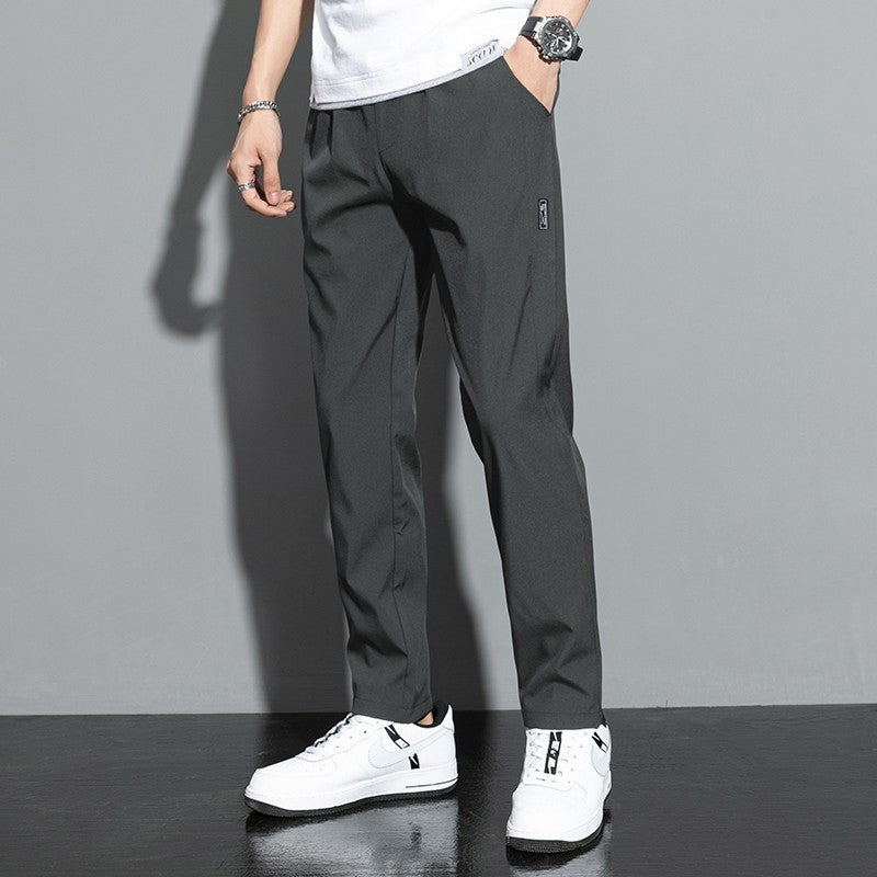 2024 Summer men's casual pants slim fit thin Korean version ice silk pants Jinlun sports pants straight tube quick drying pants