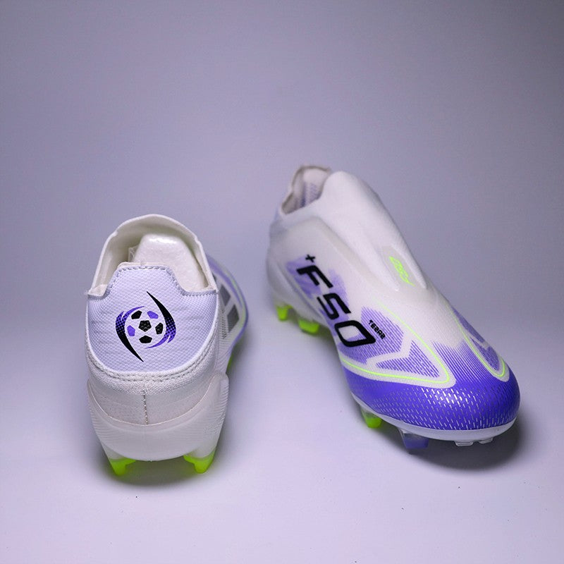SLIP-ON Mens Soccer Shoes Non-Slip Turf Soccer Cleats for Youth Without-Lace TF/FG Training Football Boots Chuteira Campo 35-45