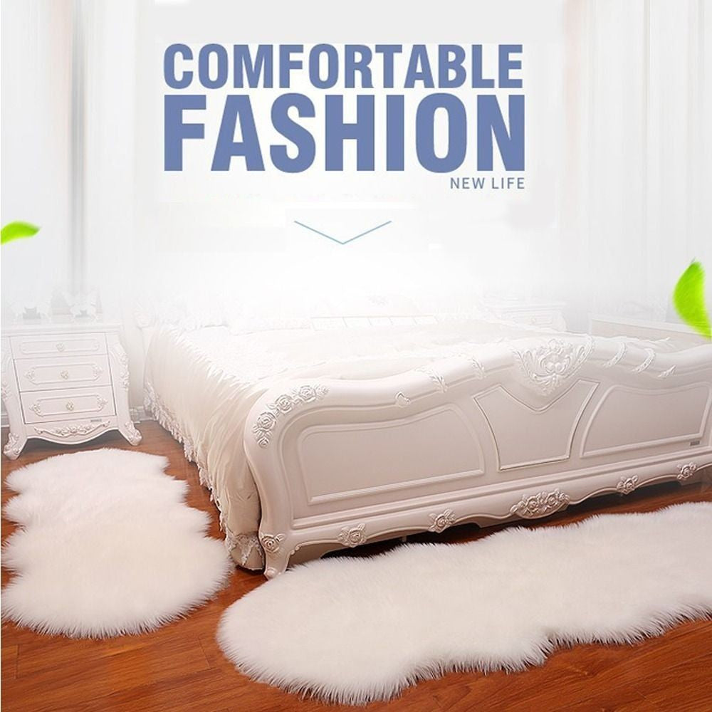 Washable Fluffy Shaggy Long Hair Carpet Floor Protection Non Slip Soft Rugs Faux Fur Bedroom Mats Sheepskin Rug