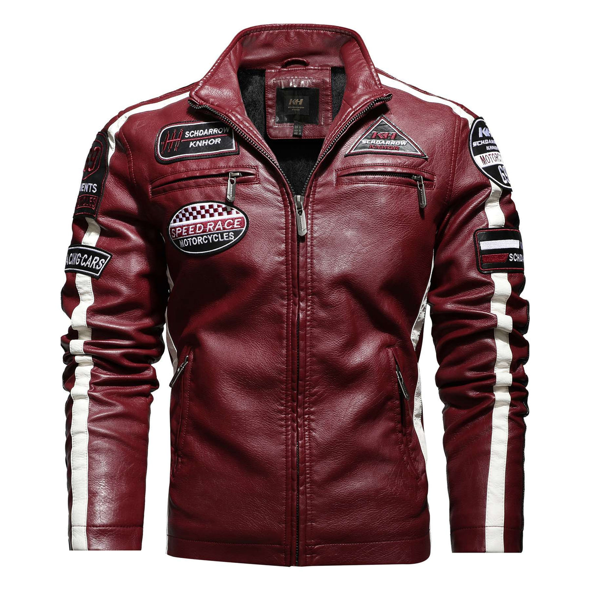 New Motorcycle Jacket For Men In Autumn/Winter 2020 Fashion Casual Leather Embroidered Flight Jacket In Winter Velvet Pu Jacke