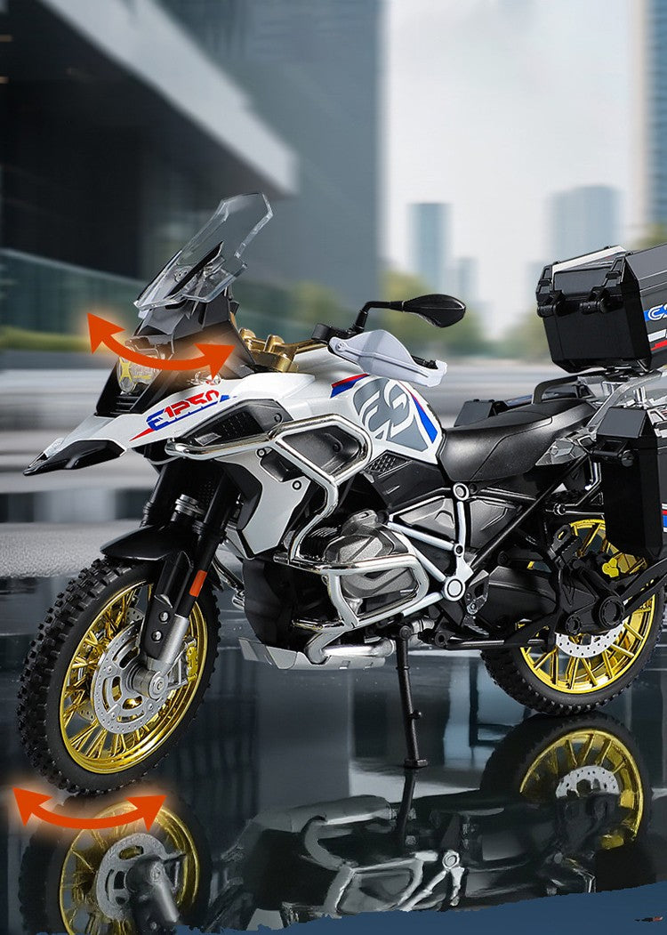 1:10 R1250GS Adventure Alloy Die Cast Motorcycle Model Vehicle Collection Sound and Light Off Road Autocycle Toys Car