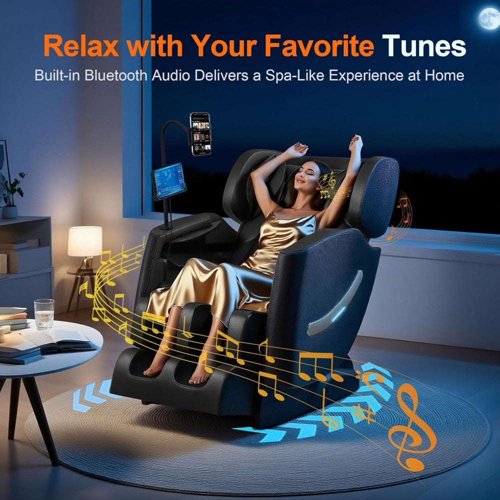 2025 Massage Chair, Zero Gravity Massage Chair Full Body Recliner w/Heat Therapy, 10 Fix Rollers, 20 Airbag, 6 Auto Mode, Extend