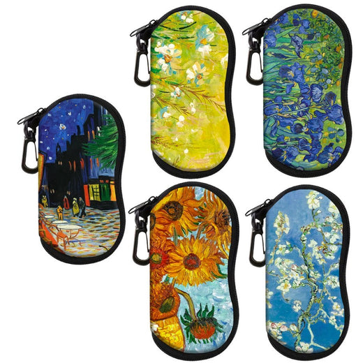 Vintage Van Gogh Sunglasses Box Glasses Soft Cloth Bags Glasses Case Women Zipper Sunglasses Bags Eyeglasses Case Eyewear Bag