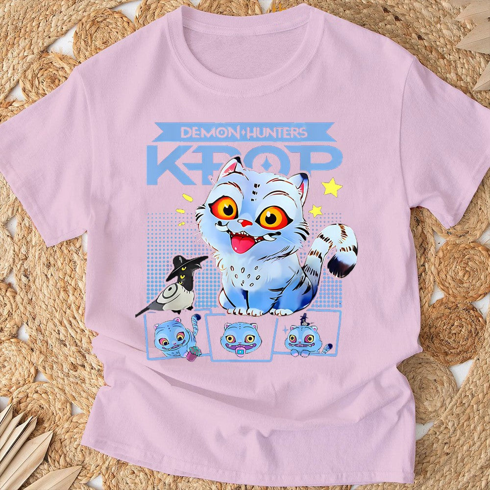 Kpop Demon Hunter T-shirts Summer New HD Tiger Print Breathable T Shirt Women Round Neck Casual Soft Tops Graphic T Shirts