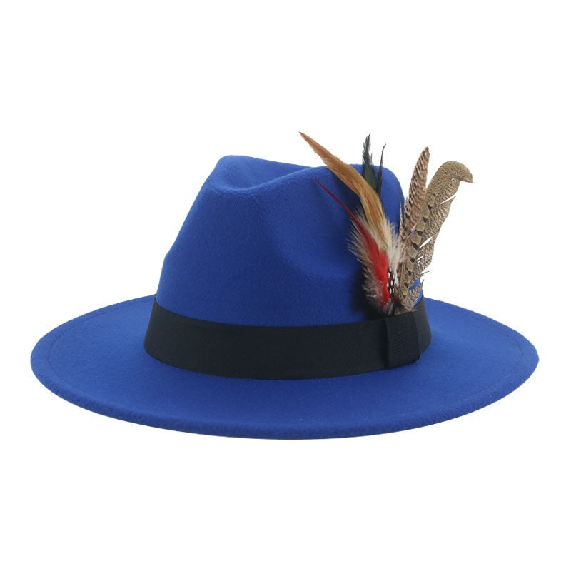 Hat Fedoras Winter Women Hats Men Felt Hat Feather Luxury Fashion Casual Wedding Decorate Men Women Fedora Chapeau Femme Bonnet