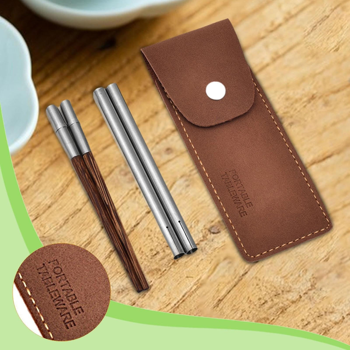 Portable Lightweight Versatile Wooden Chopsticks with Storage Pouch for Outdoor