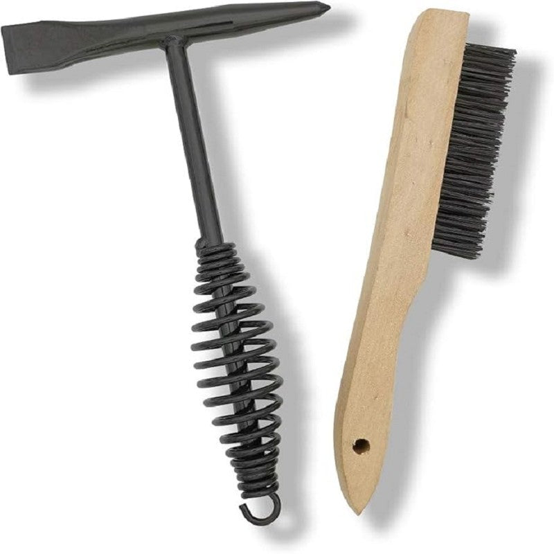 1/2Pcs High Carbon Steel Welding Chipping Hammer Scratch Wire Brush Spring Handle Rust Remover Welder Safety Hand Tool